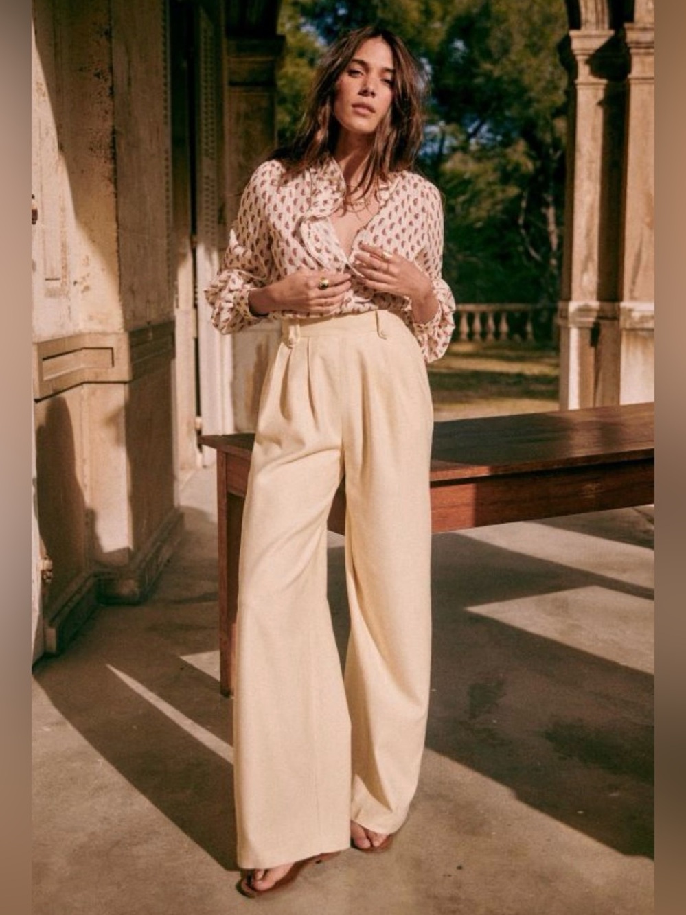 Sezane Loulou Trousers in Cream